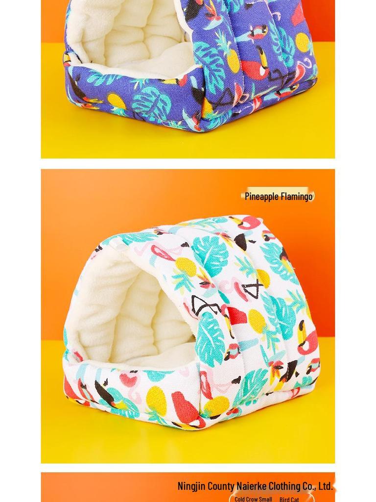 Warm Tiger Skin Bird Nest: Fleece-Lined Winter Hammock for Cockatiels