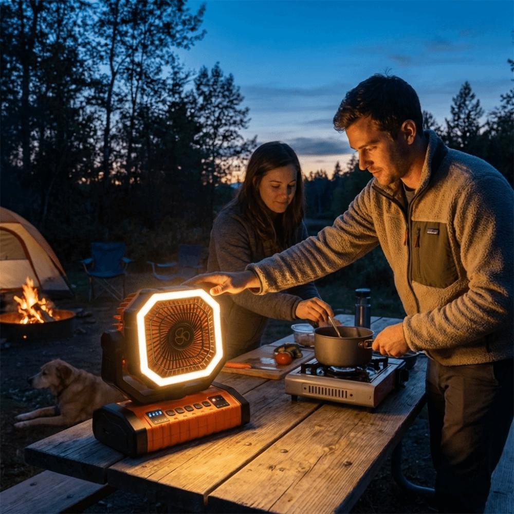 Multi-functional Portable Camping Fan Long-Lasting Battery Rechargeable Outdoor Tent Fans 20000mAh LED Lantern Travel Fans