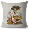 Adorable Cat Character Cushion 45x45cm Original Fantasy Theme Illustration High Resolution Print Woven Fabric Cover