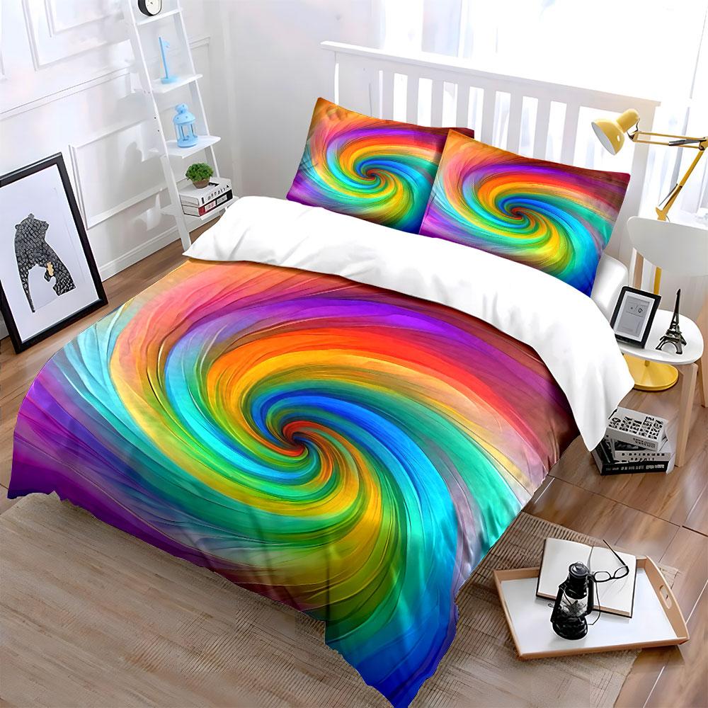 Rainbow Swirl Bedding Set Bedding Duvet Cover Set Duvet Cover Pillowcases (1 * Duvet Cover 2 * Pillowcases, Without Duvet Insert)