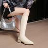 Boots for Women But Over the Knee 2024 New Soft Leather Thick Heel Thin High Boots Autumn and Winter British Style High Heel Knight Boots for Women
