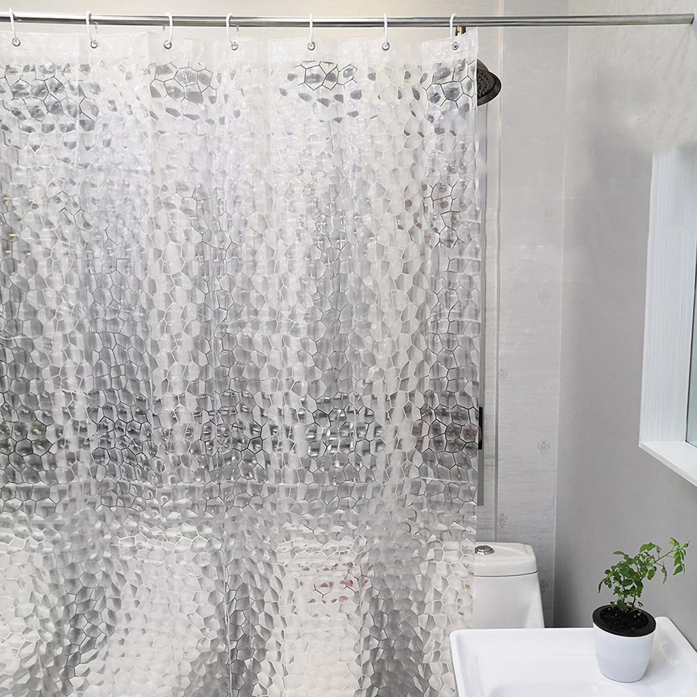 1PCS 180x180cm Clear Cobblestone Shower Curtain Liner with 3 Weighted Magnets And 12 Hooks, Window Curtain, Bathtub Partition