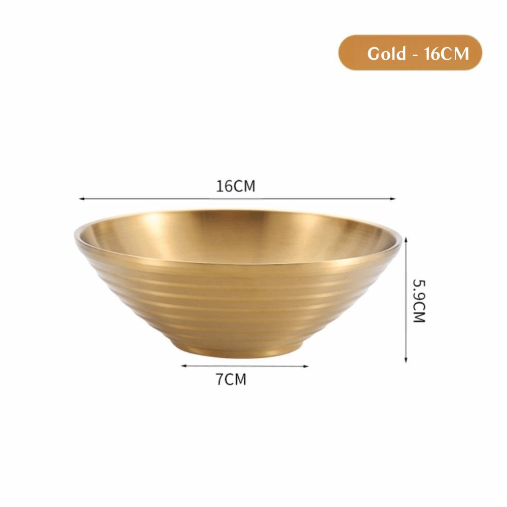 New 304 Stainless Steel Bamboo Hat Bowl Double Anti Scalding Japanese Bowl Threaded Ramen Bowl Pickled Cabbage