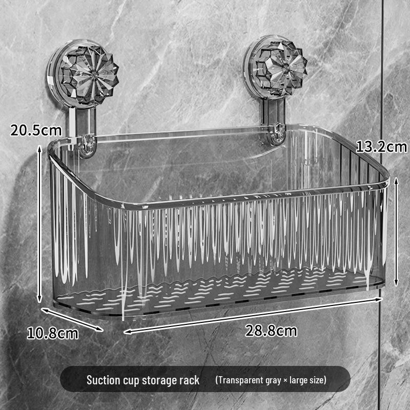 Elegant Wall-Mounted Bathroom Storage Rack: Punch-Free Toothbrush & Toothpaste Holder with Suction Cup.