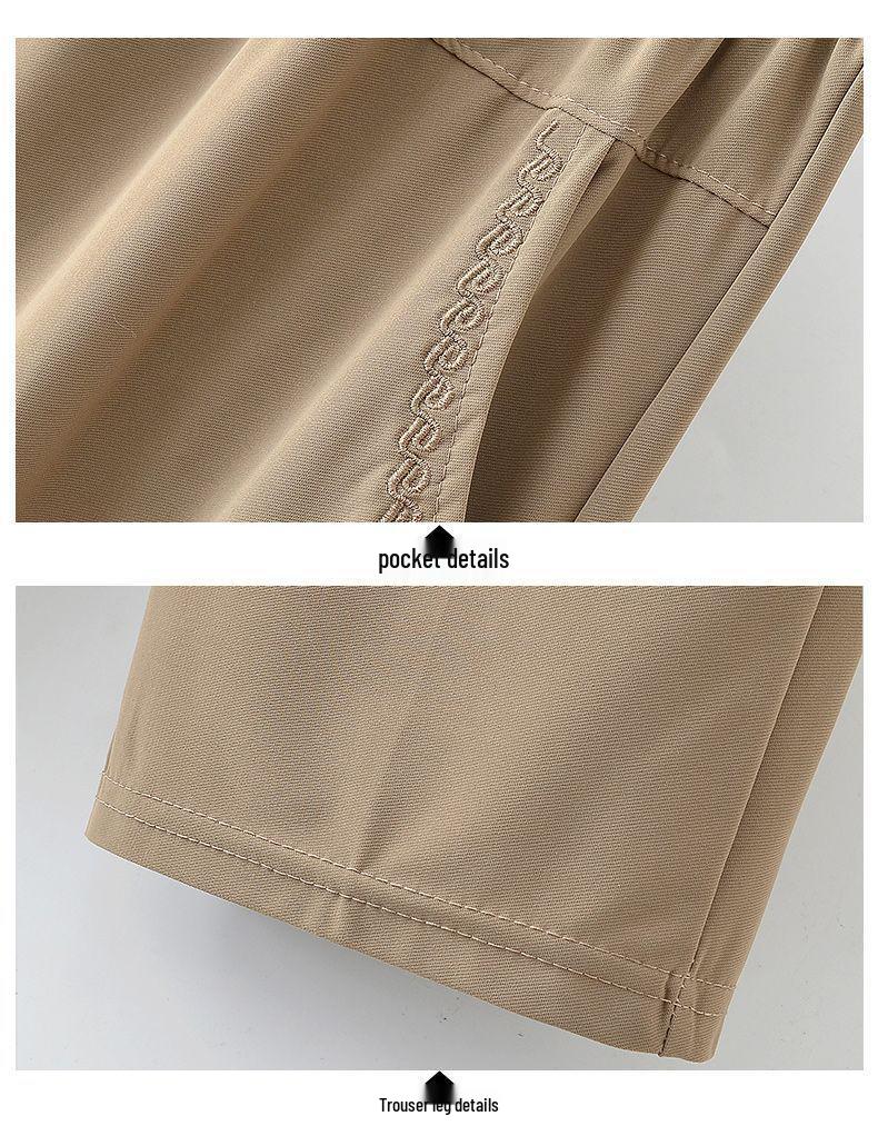 Mom's Lightweight Nine-Point Ice Silk Pants for Summer - Loose, Straight-Leg, Plus Size