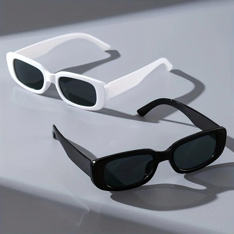 2PCS Rectangular Sunglasses Frame Men Women Same Style Sunglasses All-Match Square Glass