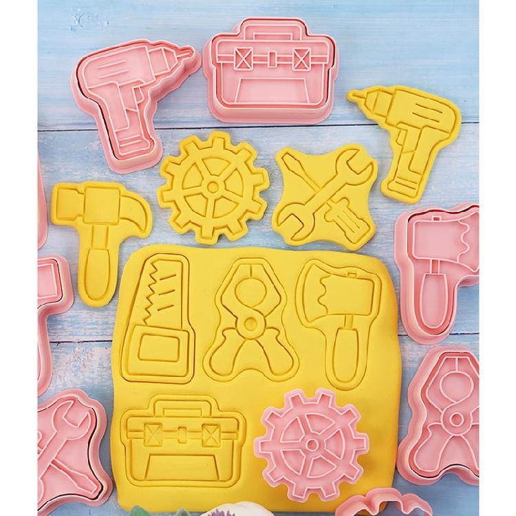 8 Pack PP Material Biscuit Cutters Push-type Household Cookie Cutters for Child