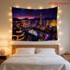 Luxury Digital Print Tapestry Wall Hanging Parisian Cityscape Night Sky View Eiffel Tower Art Bedroom Living Room Decor Home Acc