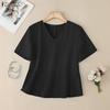 ZANZEA Women Casual V-Neck Solid Color Loose Short Sleeve Blouse