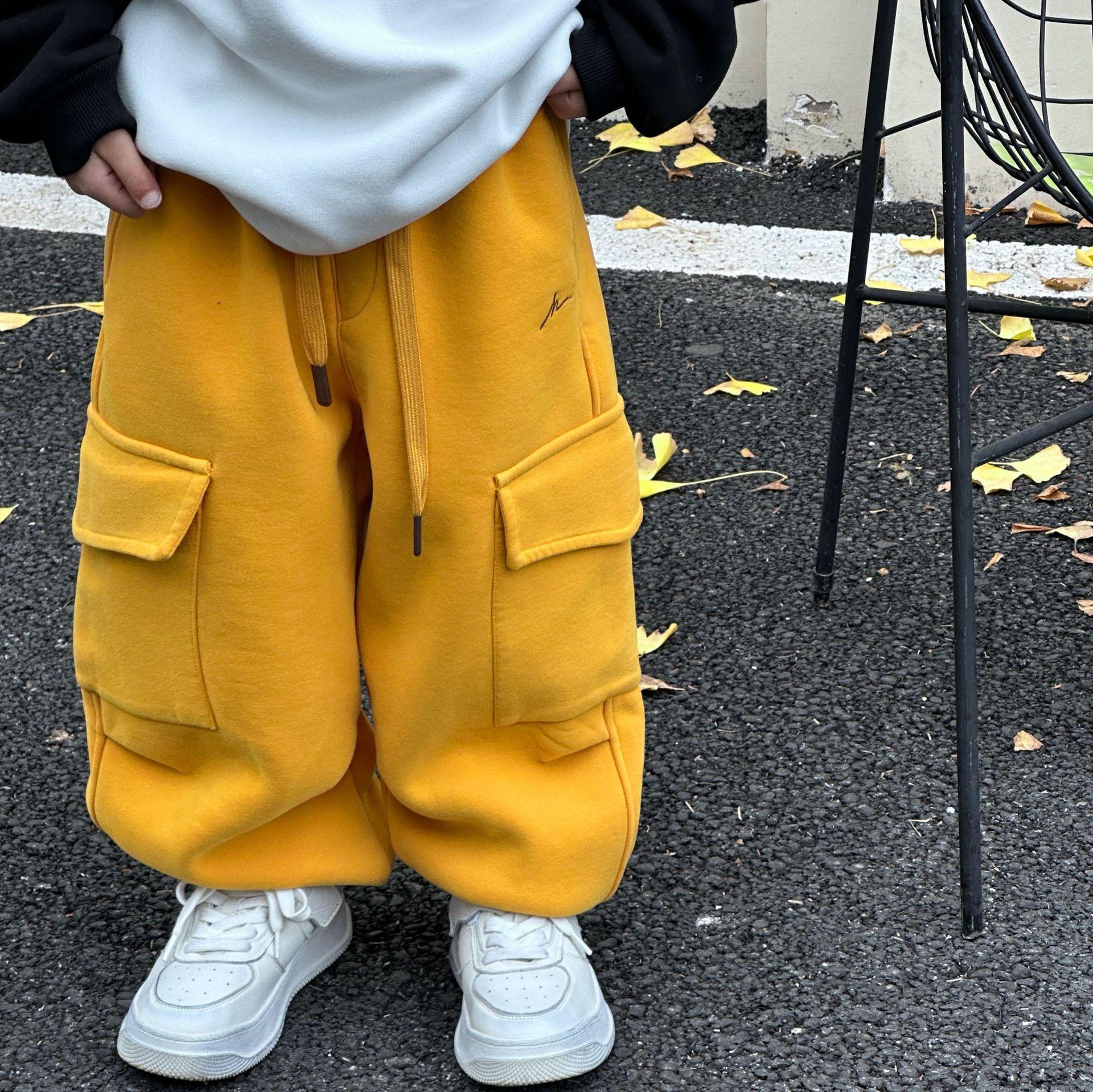 

Зимние плюшевые детские брюки Детская одежда Брюки Брюки для мальчиков Детские теплые повседневные брюки 100cm жёлтый