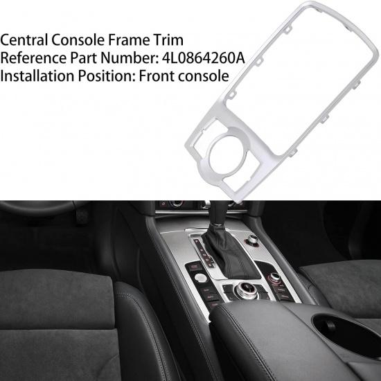 Car Gear Shift Console Panel Frame, Front Central Console Frame Trim 4L0864260A Glossy Appearance Fit For 2007 2008 2009 2010 2011 2012 2013 2014