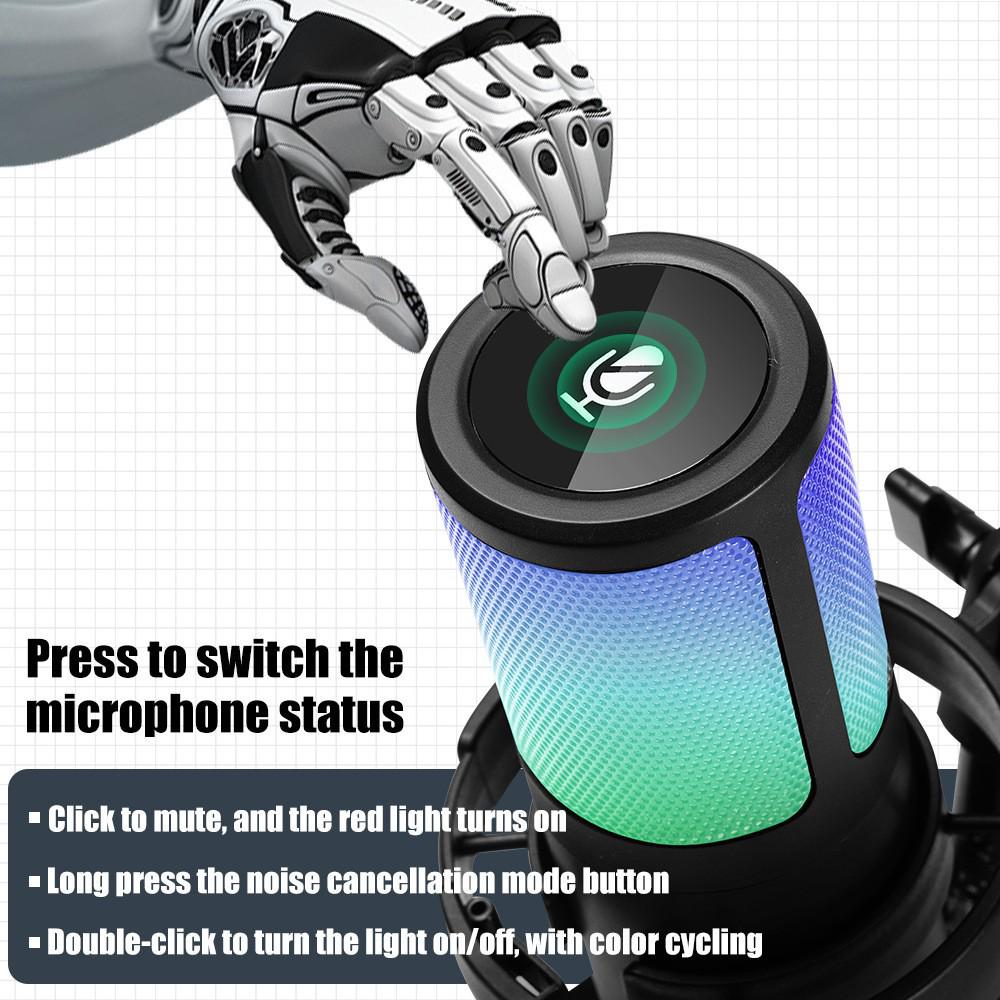 MS15 RGB Gaming E-Sports USB Microphone: Colorful Live Streaming Condenser Mic for Singing & Computer Use