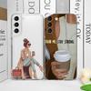 Case de Telefone Transparente Fashion Girl Women Coffee Miss para Samsung Galaxy S25 S24 S23 S22 S21 S20Plus Ultra FE A55 A54 Capa Macia