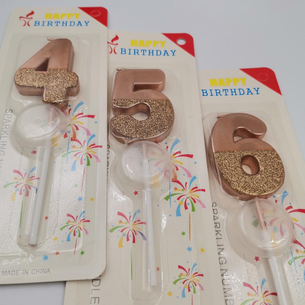 Atmospheric Digital Candle Creativity 0-9 Number Birthday Candle Cake Decoration Golden Glitter Candle