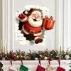 3D Holiday Wall Stickers Christmas Santa Stickers, Claus Reindeer Break-Through Self-Adhesive Decorative Window Film Decal, Removable for Living Room