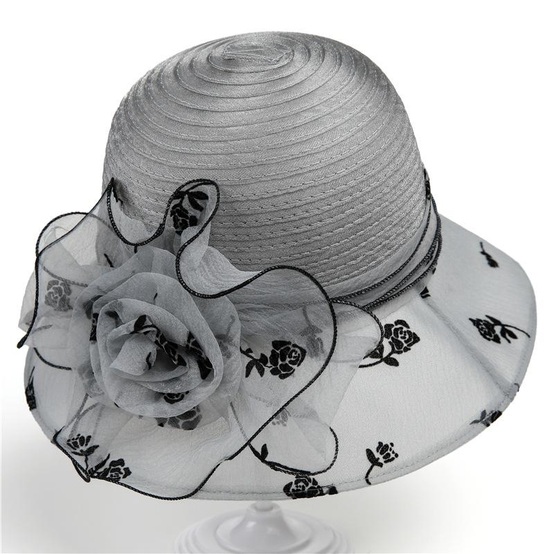 Elegant temperament organza hat women's spring summer cool hat bucket hat versatile top hat sun hat