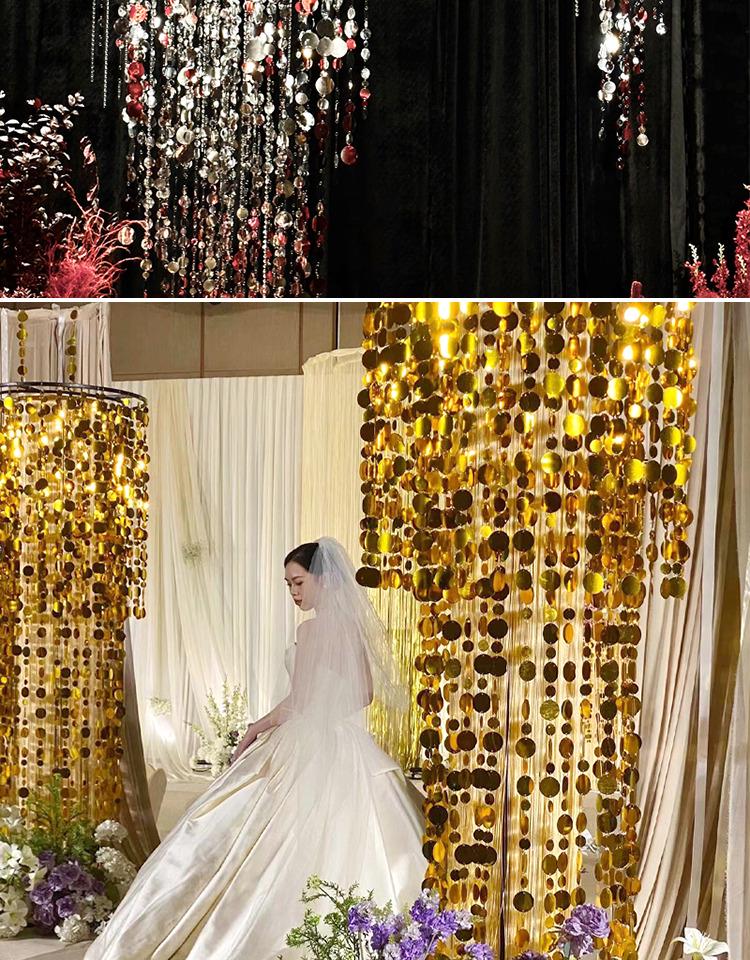 Perlmuttfarbene Pailletten-Hängekette Dekoration für Hochzeitsbogen und Decke