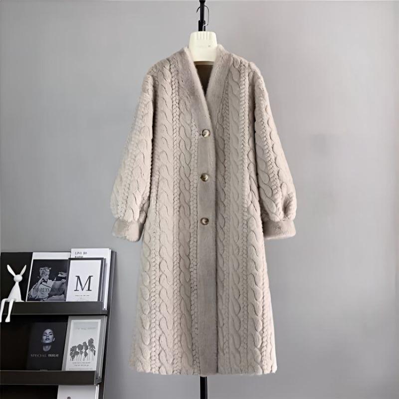 

Утолщенный средней длины зимний свитер в стиле ленивого ветра, женский ретро кардиган, меховая куртка-пальто average size (90-72.5 kg) серый