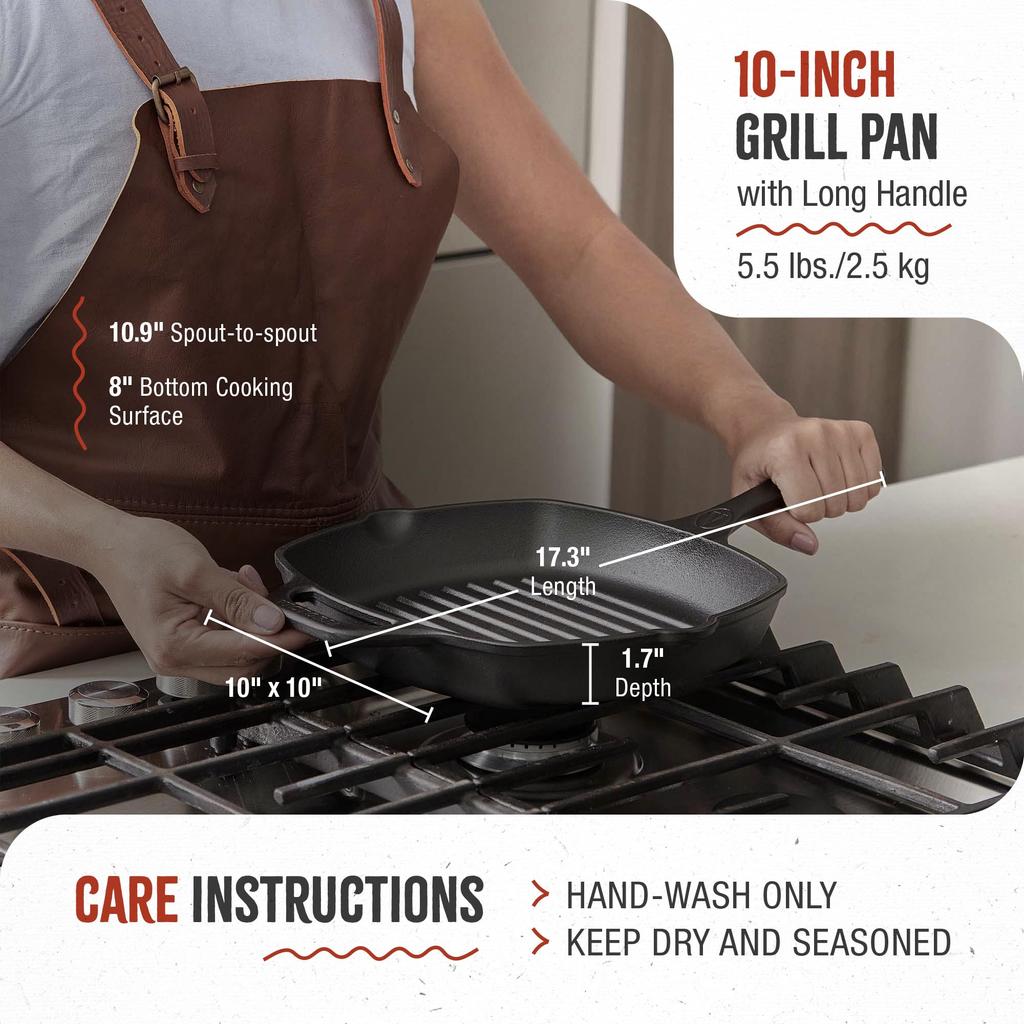 Victoria Gietijzeren Grill Lange Bakplaat Lijnzaadolie Gekruide Pan, Vierkant, Handvat, Pan,