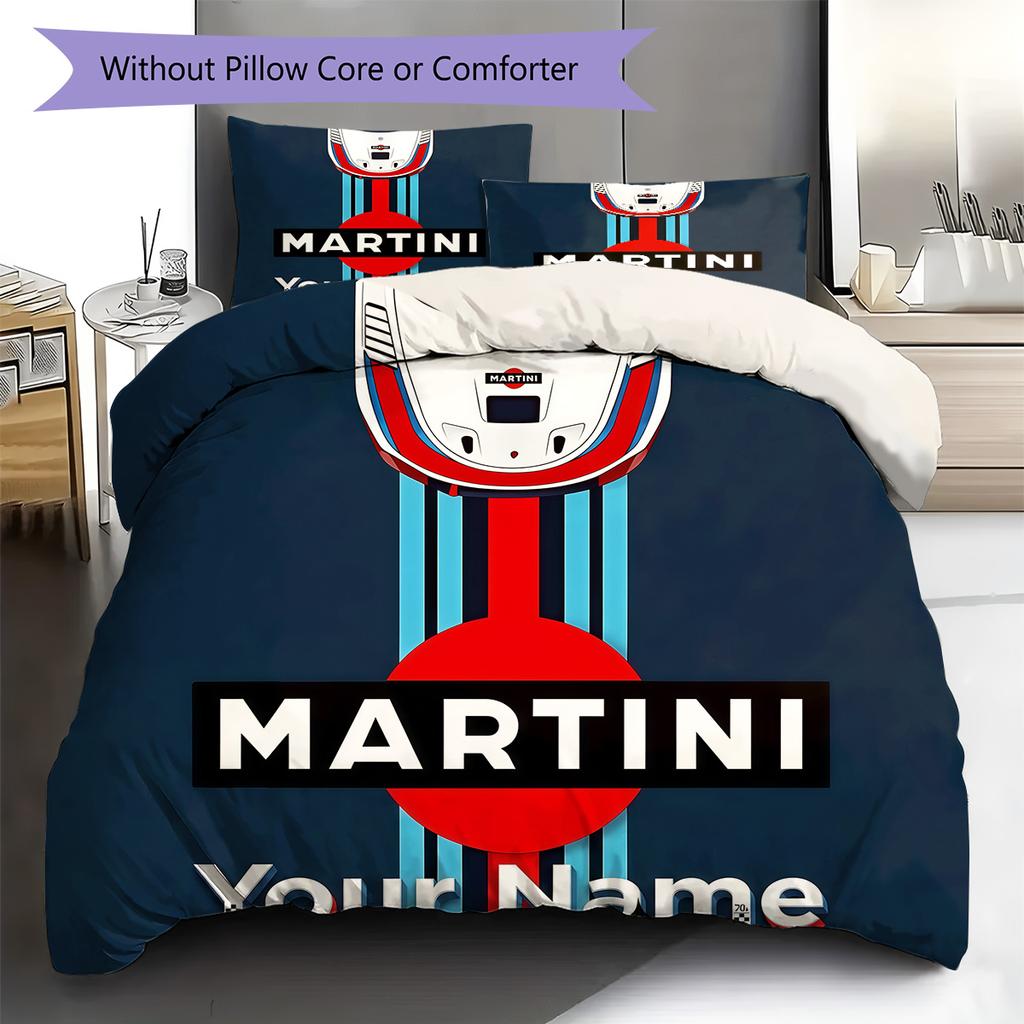 Custom Name Martini Racing Bedding,Quilt Set Quilt Cover Pillowcase Home Birthday Gift(1 * duvet cover + 2 * pillowcase, without core) -HE76