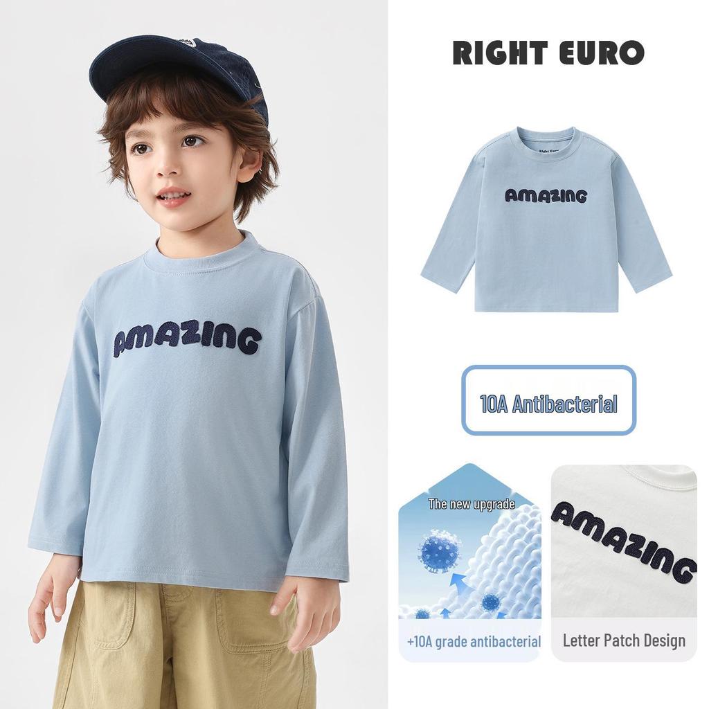 Right European Boys' Long-Sleeve T-Shirt 2026 Spring/Autumn New Style for Toddlers