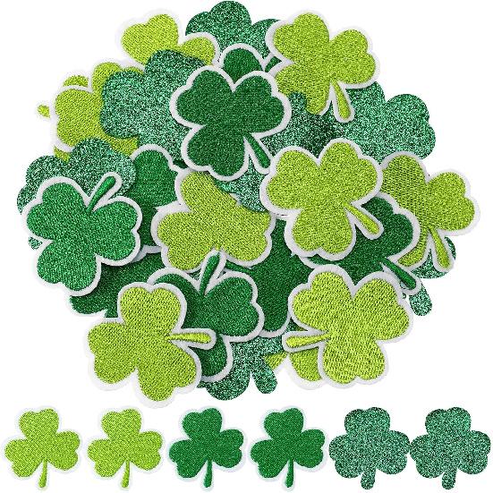 30 Pieces St. Patrick s Day Small Shamrock Patches Iron on Green Embroidered Ireland Patch Irish Clover Patches Sew on Iron on Clover for Clothing