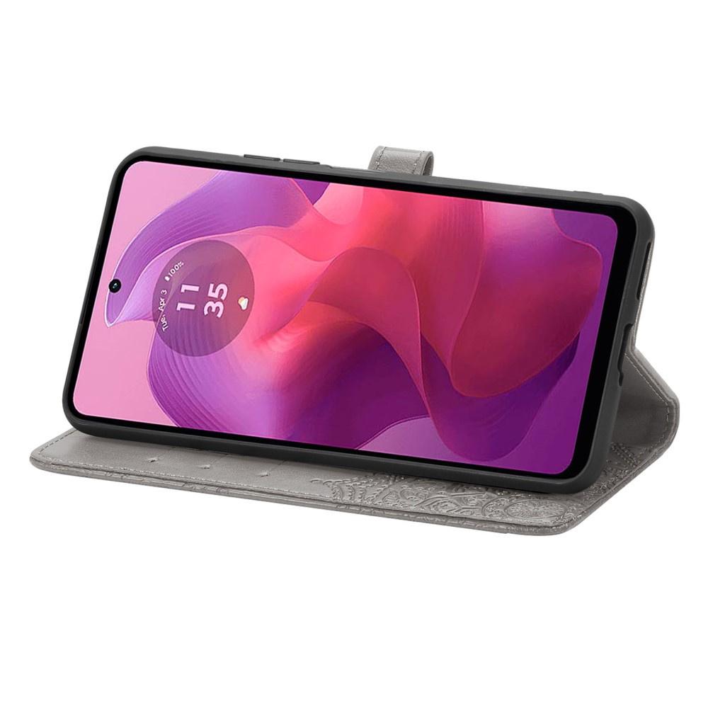 Flip Case for Motorola Moto E14, Mandala, Gray
