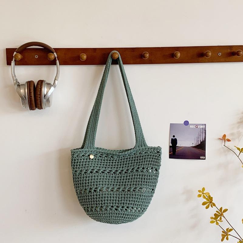 

Holiday style hollow woven handbag women s summer versatile seaside beach bag shoulder underarm bag зелёный