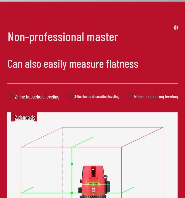 Ishii Precision Laser Level with Infrared Lines (2, 3, 5) - Automatic Leveling and High-Visibility.