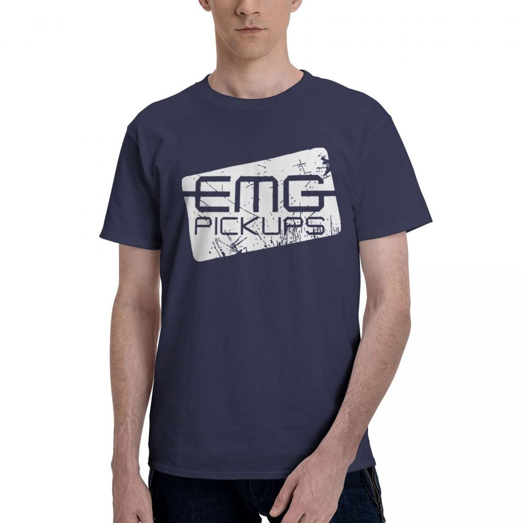 EMG Pickups Distressed Electric Guitar Logo 100 Cotton Casual Breathable Confortable Top Mens Clothing Brands T Shirt Men