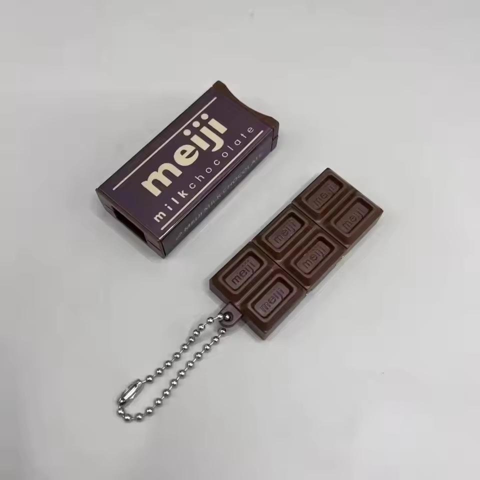 

Hot Simulated Meiji Chocolate Fidget Toy Bendy Snap-And-Play Stress Relief JP Style Keychain Pendant Funny Gift Creative Gadgets