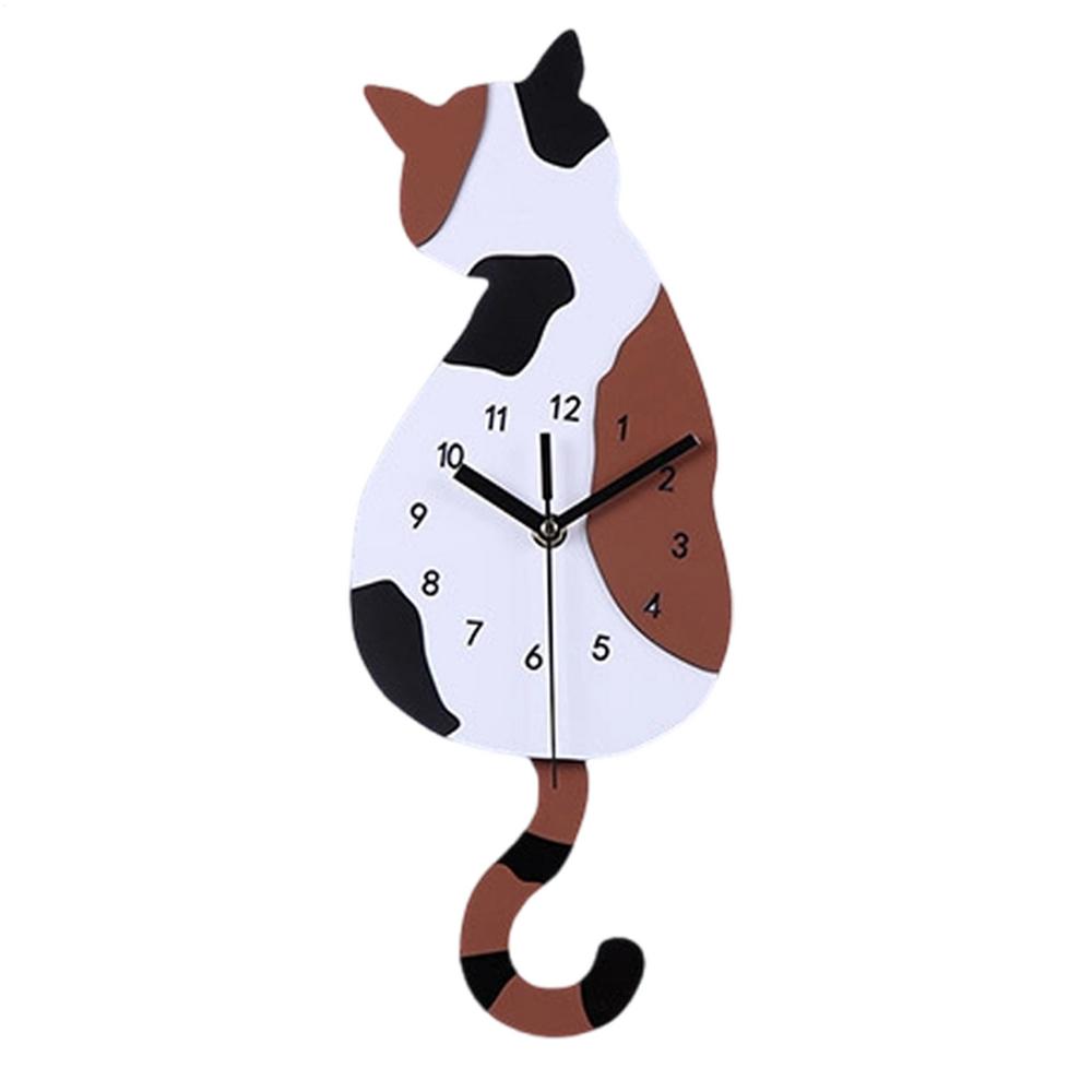 

Wall Clock Silent Non-Ticking Cat Design Bedroom Wall Clock for Dormitory Hotel Restaurant Businesses Rental Living Room Kitchen білий