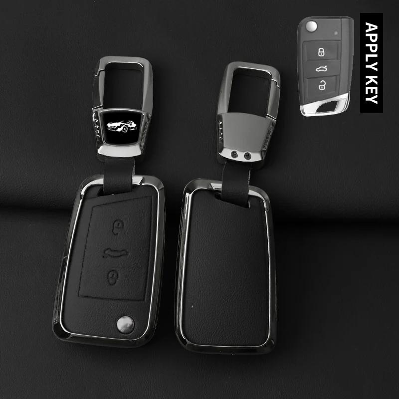 Interior Mouldings Metal Car Key Case Cover Shell For VW Volkswagen Golf 7 MK7 Tiguan MK2 SEAT Ateca Leon FR 2 Ibiza For Skoda O