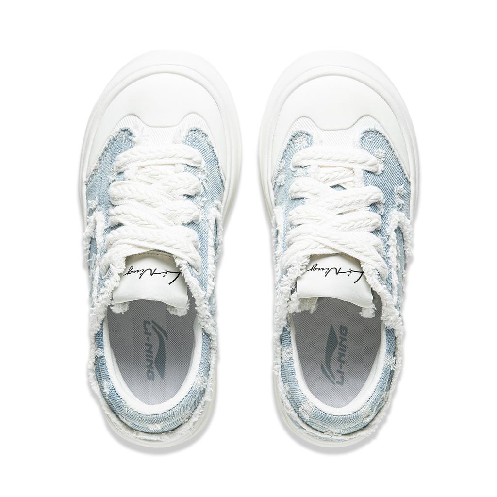 New LiNing Honey Platform Slip Resistant Abrasion Resistant Low Top Casual Shoes Women's Floral Blue AGCU186-6