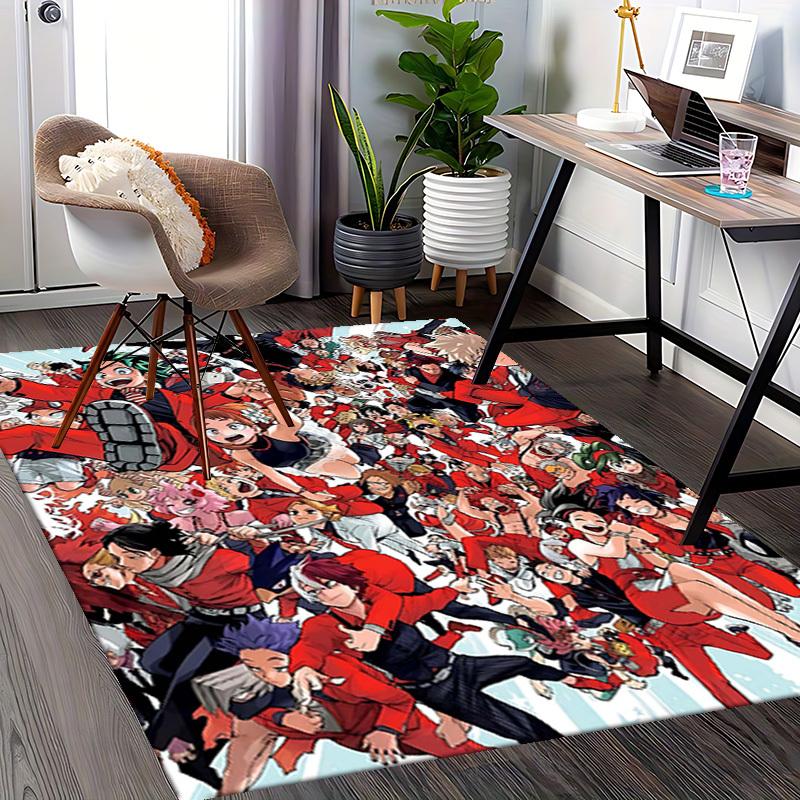 1pc My Hero Academia Chair Mat - Anime Cartoon Design Office Desk Pad, Non-Slip Carpet for Home Decor, Living Room, Bedroom, Game Room, Birthday Gift,