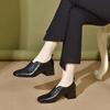 Square head high heels women's autumn new simple temperament deep mouth single shoes elastic thick heel women's shoes