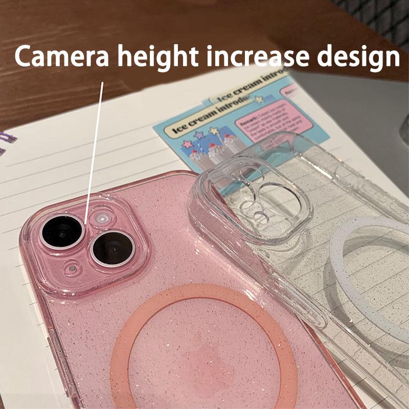 Luxus Glitter Magsafe Transparente Telefonhülle für iPhone 13 14 15 Pro Max Plus Magnetische klare Stoßfängerhüllen