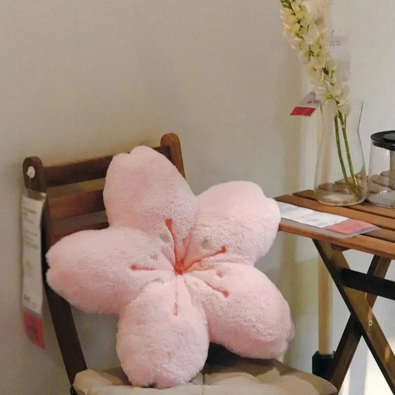Pink Cherry Blossom Pillow Ultra Soft Velvet Office Chair Sofa Cushion Bedroom Living Children's Room Decoration Floor Cushion