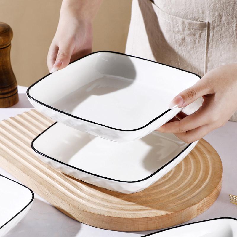 Nordic Style Creative 6-Piece Square Ceramic Plates - Microwave Safe Dinnerware Set