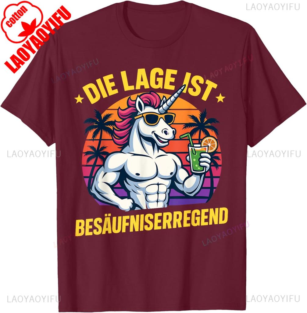 Poloha Je Vzbuzující K Pijáctví Karnevalový Kocovina Tričko Černá Bavlna Vtipný Německý Text Letní Párty Grafické Tričko Unisex Vintage