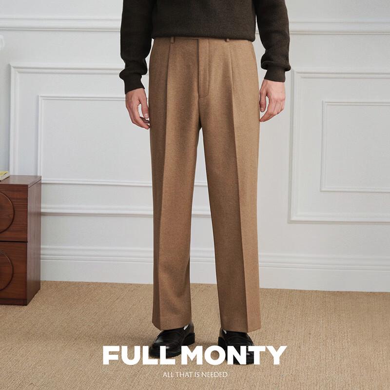 FULL MONTY Men s Straight-Leg Wool Blend Business Casual Trousers 31
