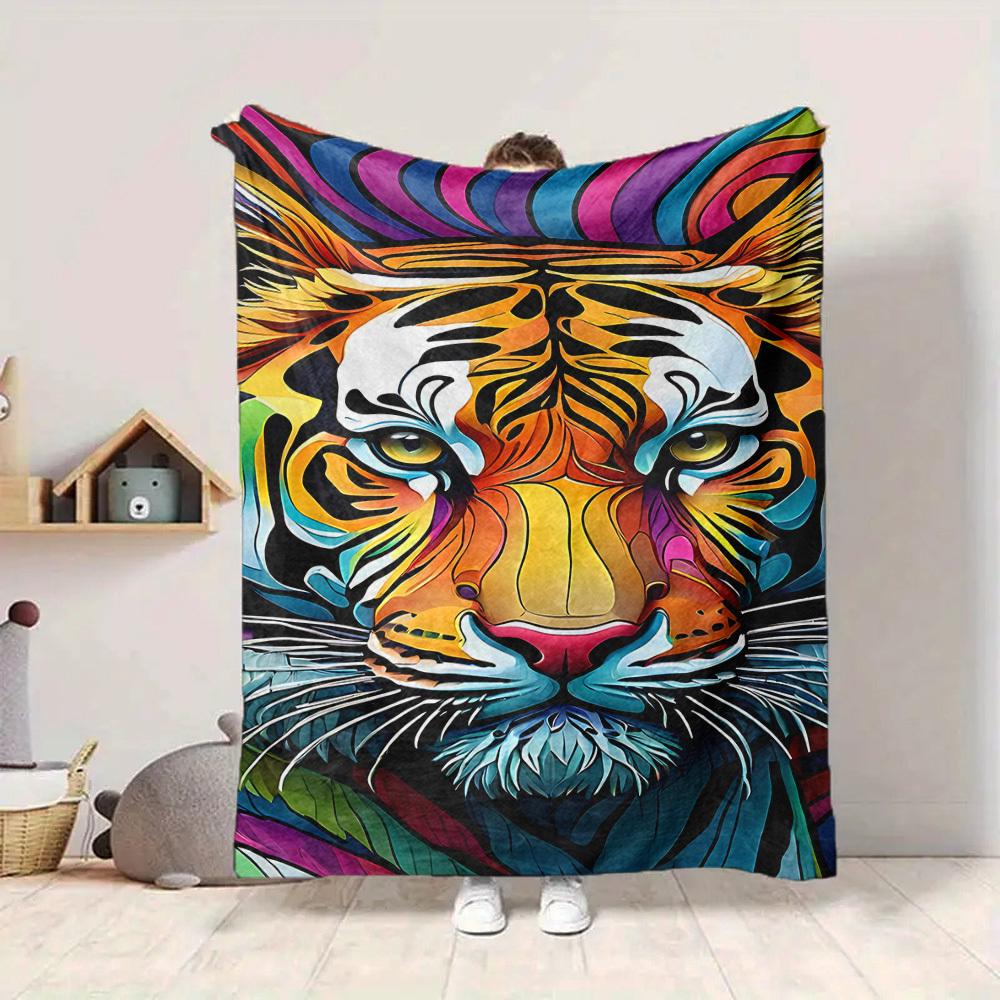 1PC Tiger Print Blanket, Throw For Sofa, Bed, Travel, Camping, Livingroom, And Bed, Printing Blanket With Soft And Warm Fabric yy250918165