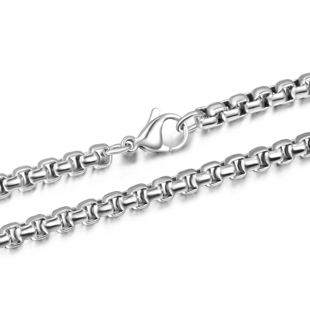 Men's Titanium Steel Interlocking Pendant Necklace with Pearl and Box Chain (EE401)