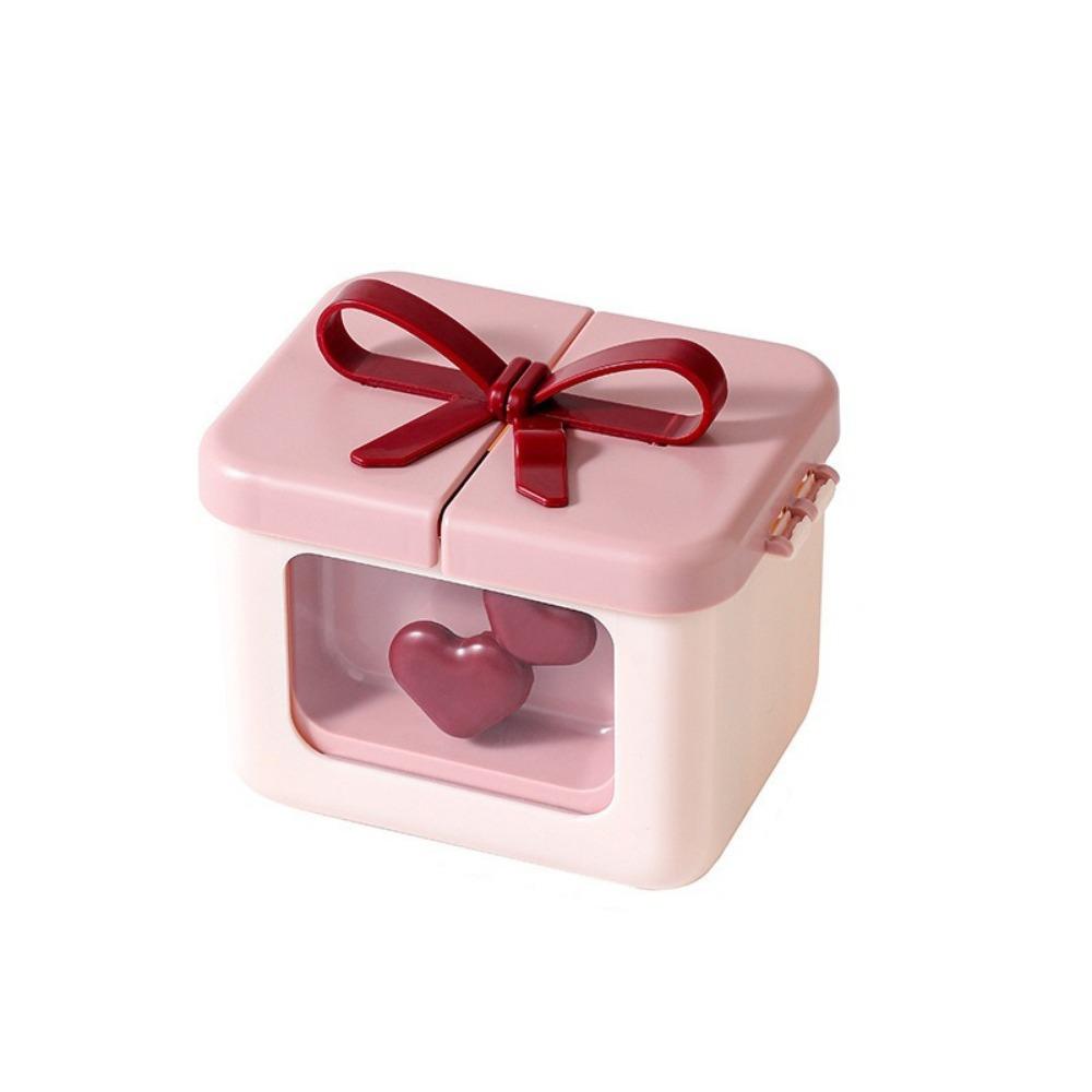 Пластиковая коробка для хранения помад с бантиком пылезащитная дофаминовая подарочная коробка с крышкой контейнер для хранения косметики День святого Валентина розовый 1900₽
