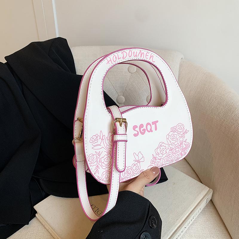 Fashion Women's Shoulder Bag Personalized Cartoon Pattern Small Handbags Sweet Girls Letter Versatile Crossbody Bags New Trend