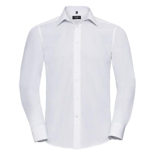 Russell Collection Mens Classic Cotton Poplin Long-Sleeved Shirt