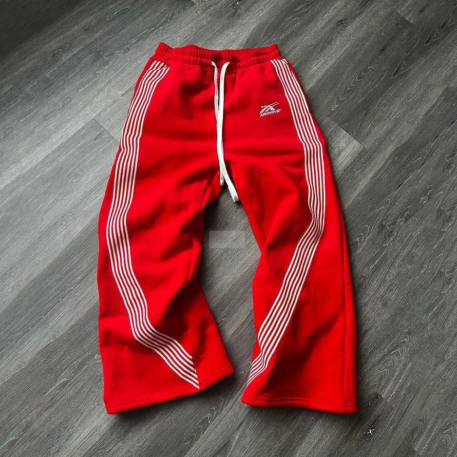 Y2k Embroidered Gray Casual Pants Men's Jogging Drawstring Sweatpants