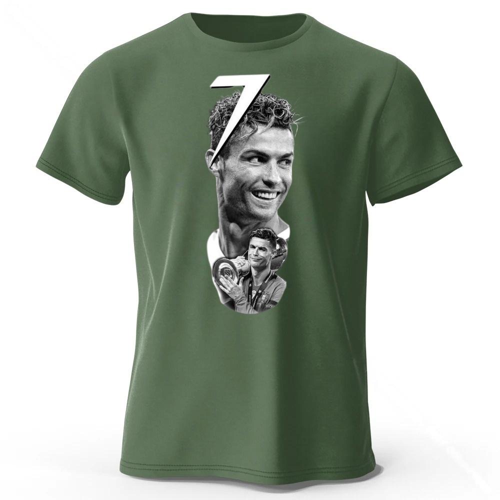 No7 Ronaldo Pure Cotton Short Sleeved Mens Loose Plus Size Fitness Sports Tshirt Womens Casual Fashion Comfortable Soft Top