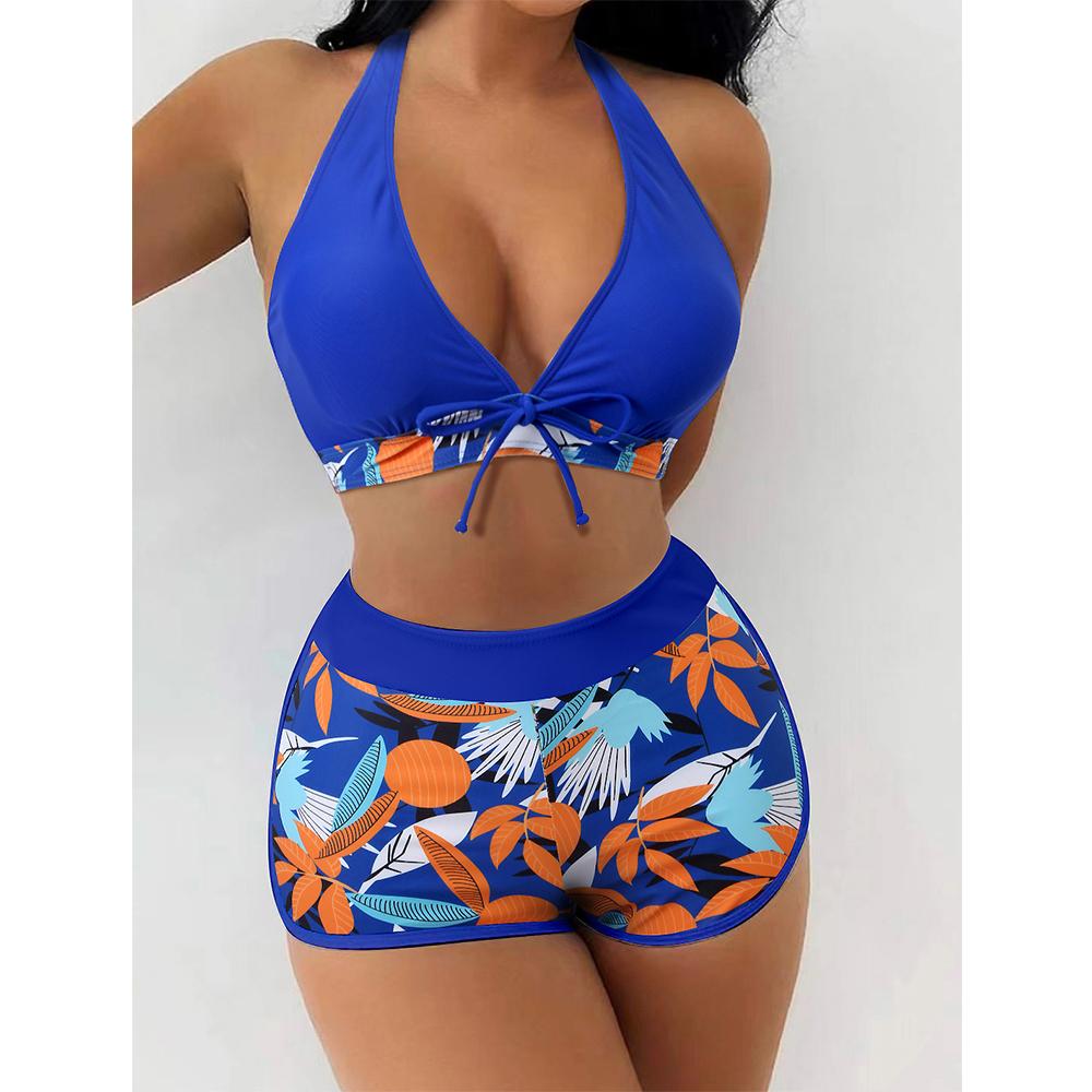 Sexy Halter Bikini Set Kurzen Badeanzug Frauen Hohe Taille Bademode Weibliche Gedruckt Badegäste Schwimmen Baden Badeanzug Bademode