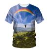 Parachute Paraglider Pattern T-Shirt For Men Sky Scape 3D Printed Short Sleeves Summer Fashion Street Tees Round Neck T Shirts